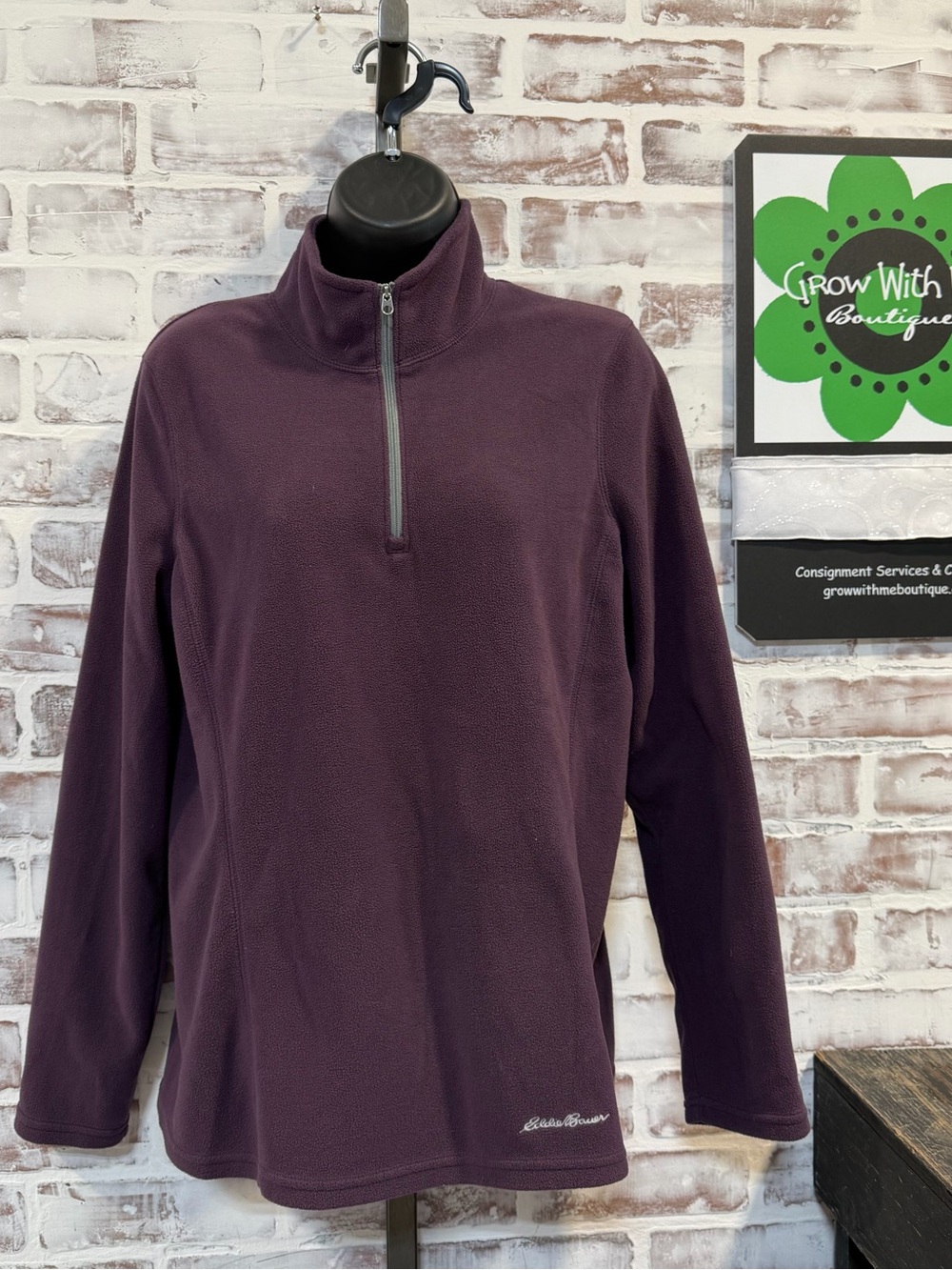 Eddie Bauer Plum Quarter-Zip Fleece Pullover
